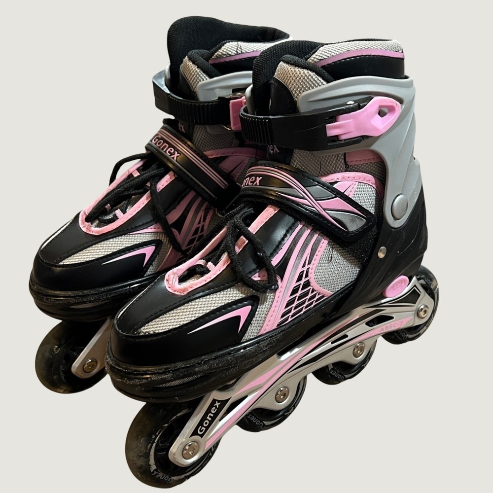 1500 | Gonex Adjustable Inline Skates ABEC-7 Black Pink Girls S/M